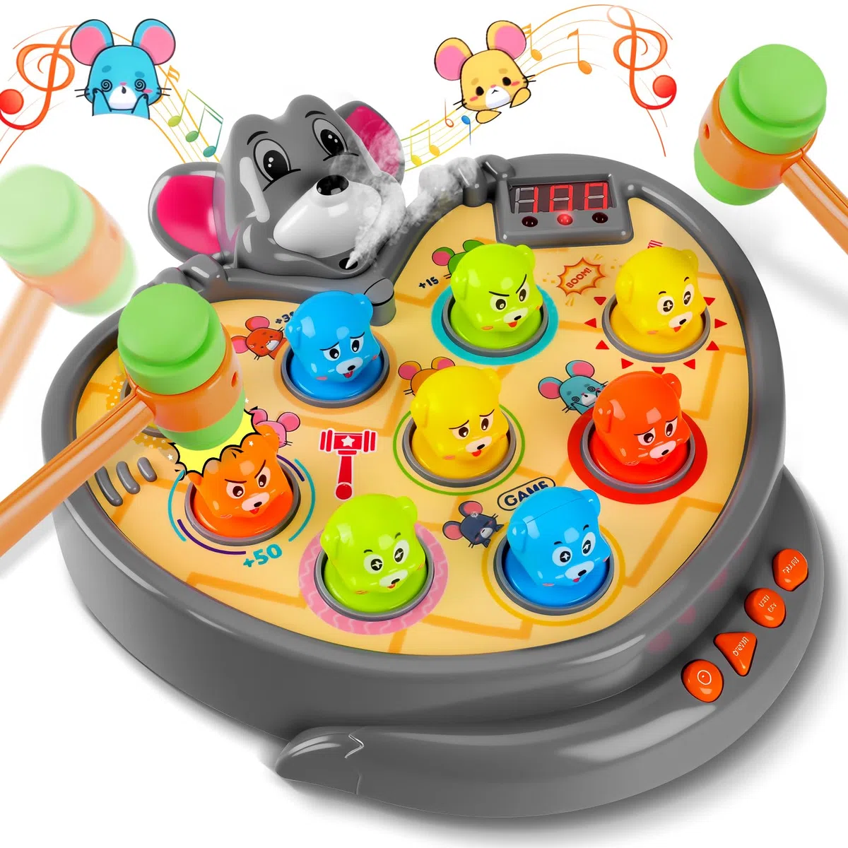 YOOHBERRYS Acchiappa la Talpa, Gioco Martellamento Talpa, Giochi del Martello, Martellare la Talpa con 5 modalità e 9 Brani Musicali, Giocattoli Montessori per Bambini di 3 Anni +