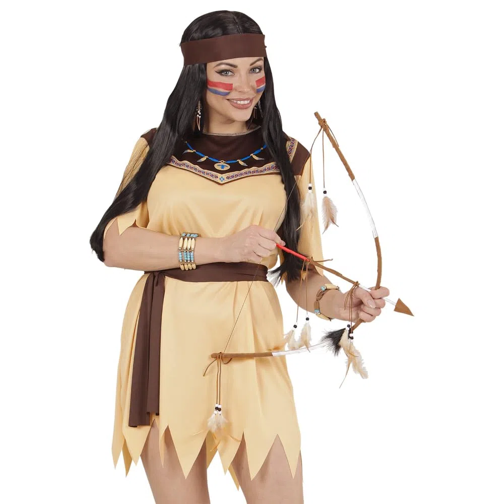 CARTOON Arco e Freccia Indiano 60 cm con Piume Accessorio Costume Carnevale e Cosplay Tribale Set Decorativo Stile Nativo Americano per Travestimenti Feste a Tema Spettacoli Adulti e Ragazzi