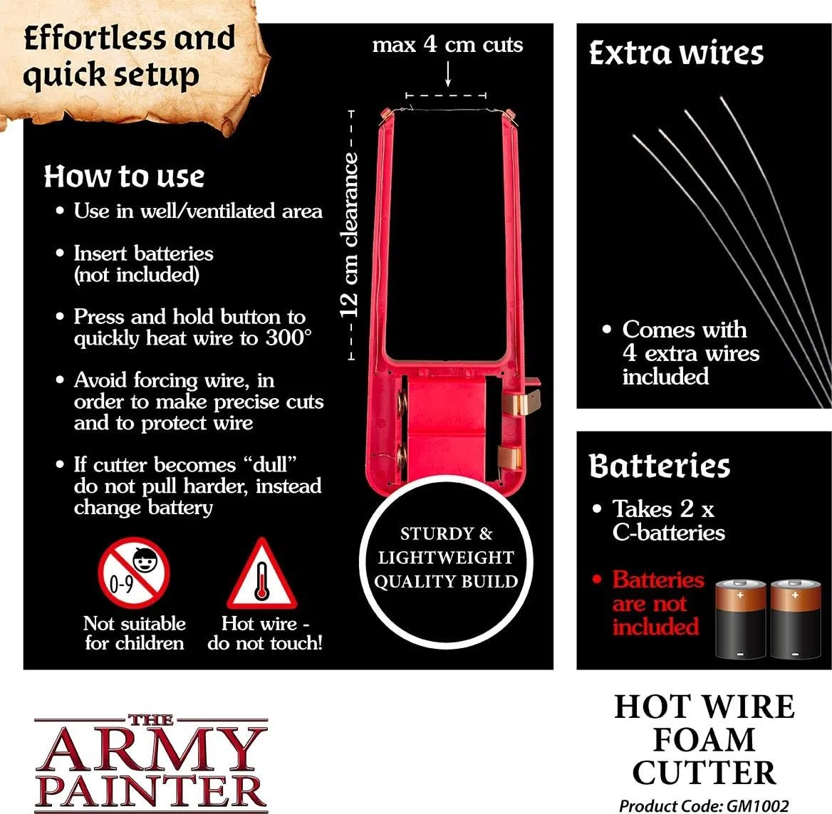 The Army Painter | Gamemaster: taglierina per schiuma a filo caldo | Tagliaschiuma a filo caldo | Strumento per tagliare fogli di schiuma per giochi di ruolo e costruzione di set di wargame