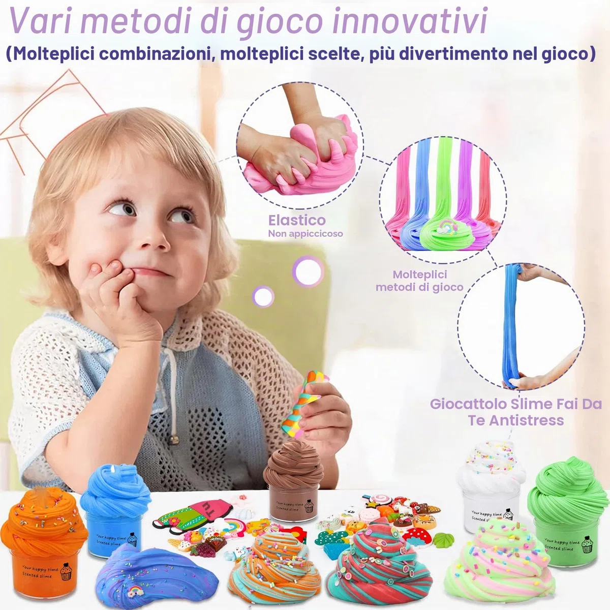 Purpledi Fluffy Butter Slime Set, 35 colori, Kit fai da te Giocattolo Antistress, Soft and Stretchy, per Bambini, Regalo
