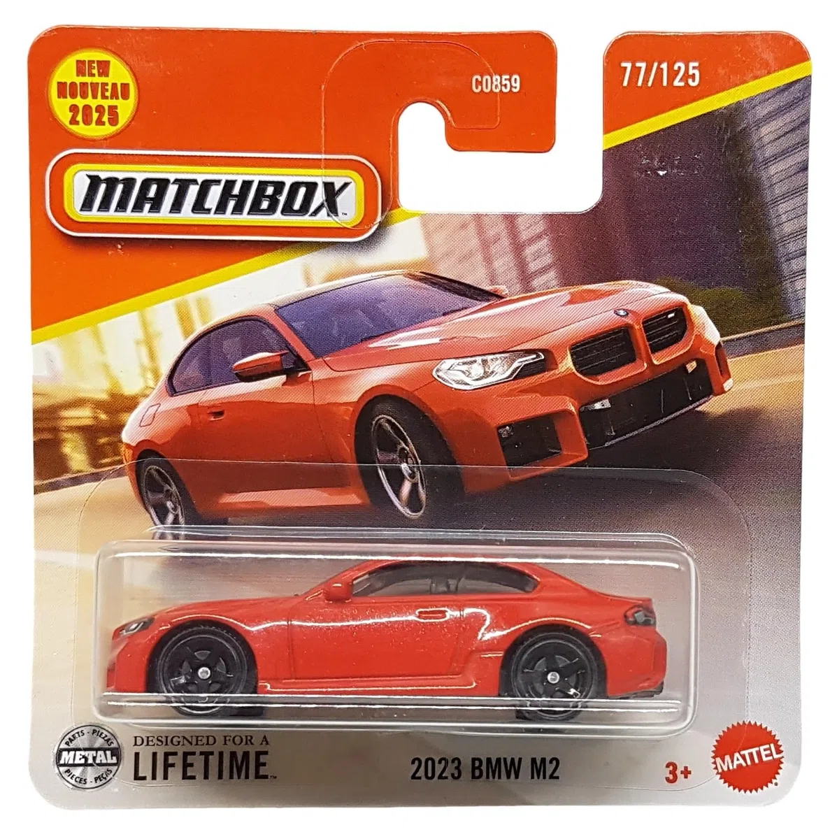 Matchbox – 2023 BMW M2 – MBX City 77/125 – JBR10 – Short Card – Rosso metallizzato – Superfast Lesney – Mattel 2025 – 1:64