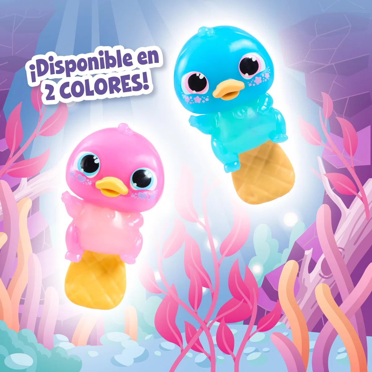 Bizak Animagic Let's GLO Ornitorinco Animale Elettronico e Luminico, Rosa, Gioco Sensoriale ed Esperienza Tattile, Corpo Estensibile, Flotta e Brilla in Acqua, a partire da 4 anni (64555204-2)