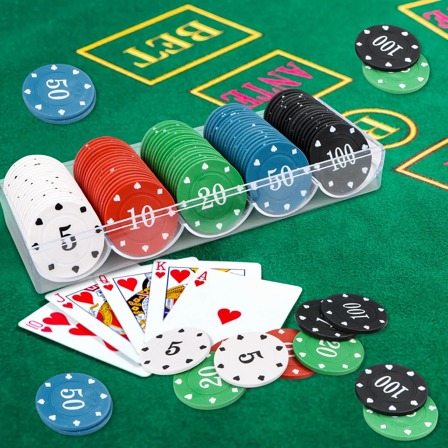 MplehDa Casino Poker Chips, 100 pezzi di chip da poker con valori nominali, gettoni per carte di credito, gettoni di pegno, roulette gioco bingo chip per poker, blackjack e giochi da casinò