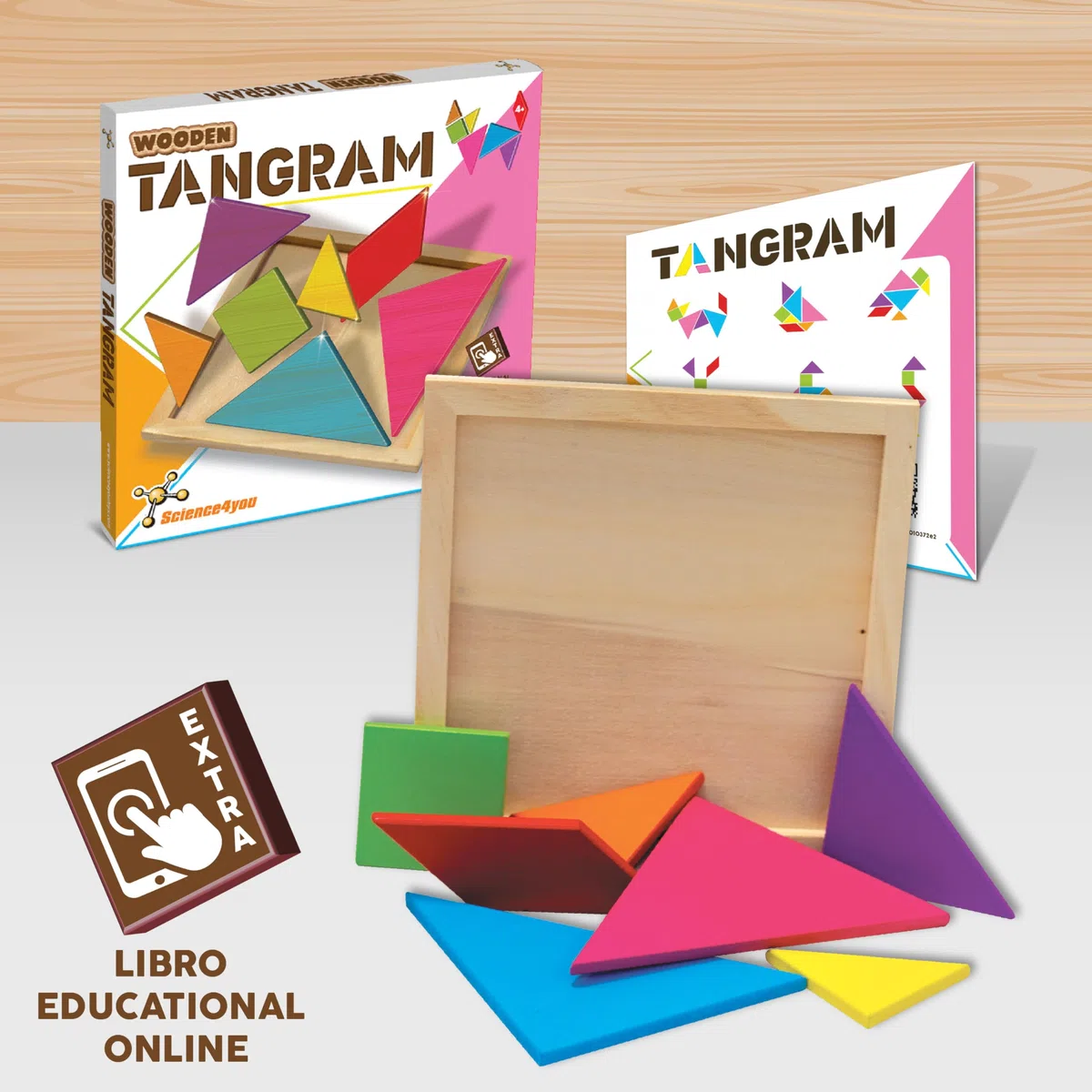 Science4you Puzzle Tangram in Legno per Bambini di 3 4 5 Anni – Tangram in Legno, Gioco Mentale di Figure Vintagei, Giocattolo Educativo Montessori per Bambini e Bambine di età 3 4 5 6+ Anni