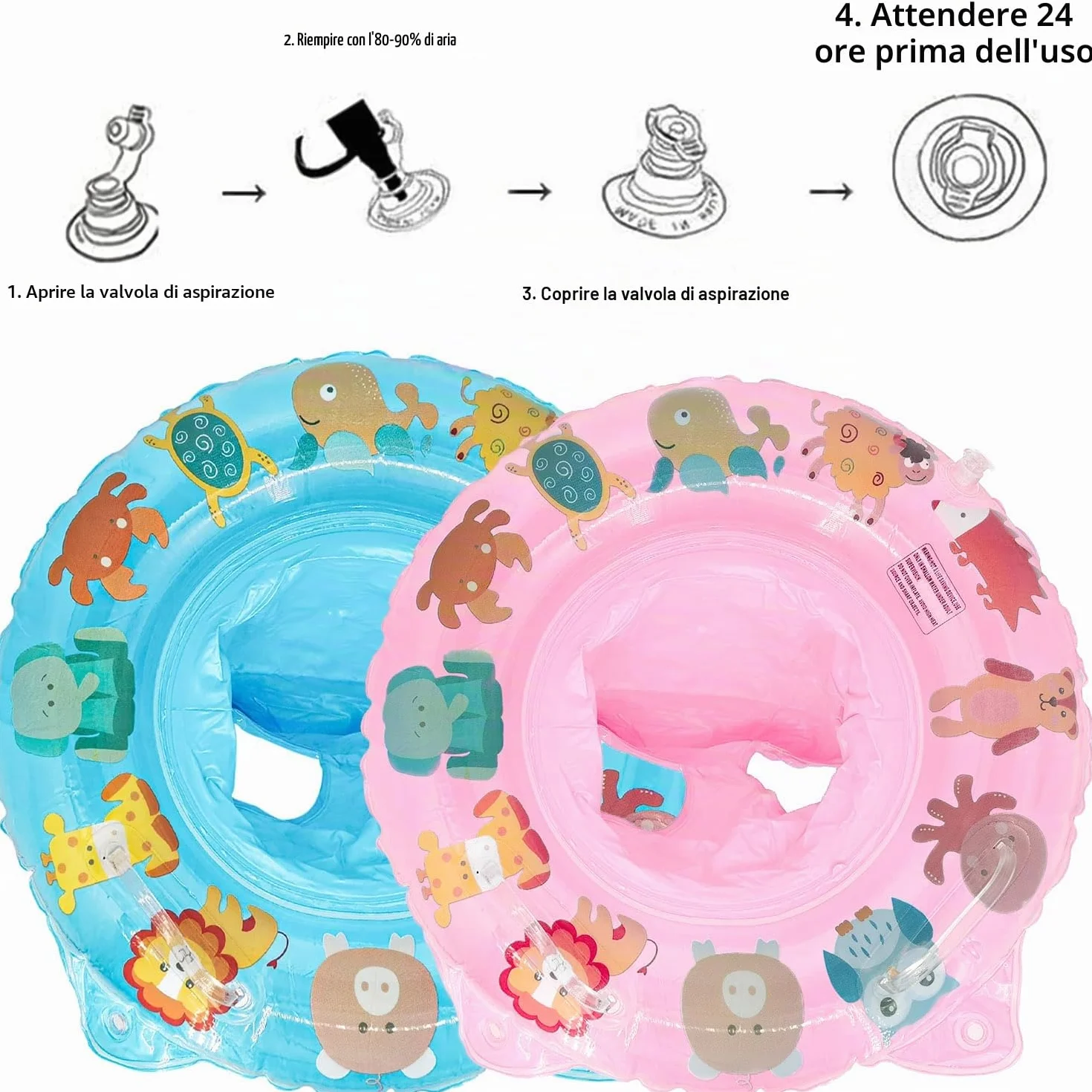 Anello da nuoto per bambini, anello da nuoto per bambini, sedia galleggiante gonfiabile regolabile per neonati, aiuto per il nuoto per neonati da 6 mesi a 36 mesi