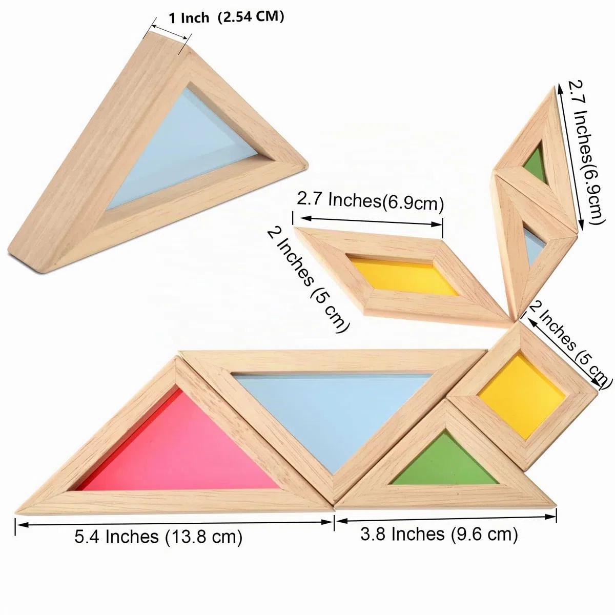 BOHS Tangram Traslucido con Carte Attività Multilingue - Spessore 1 pollice - Blocco Modello Regalo Prescolare - Puzzle da Tavolo Luminoso/Giocattoli con Finestra