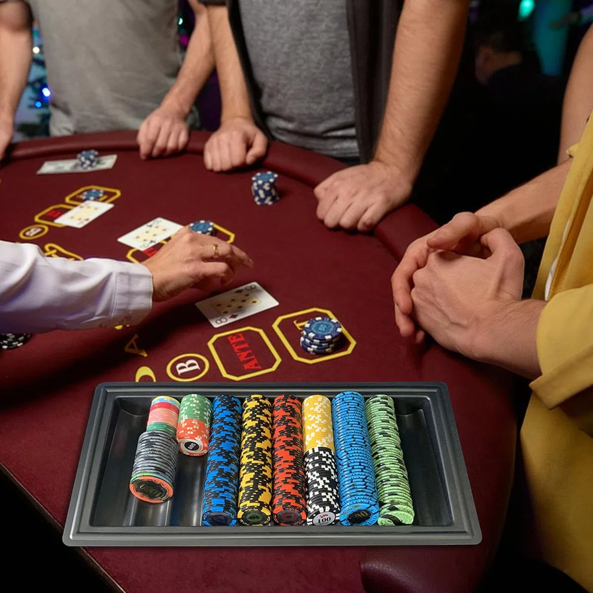 Casiino - Rack per fiches da poker, supporto per chip da gioco, resistente organizer modellato per giochi di carte, rack per riporre patatine fritte, design impilabile per serate in club e sale giochi
