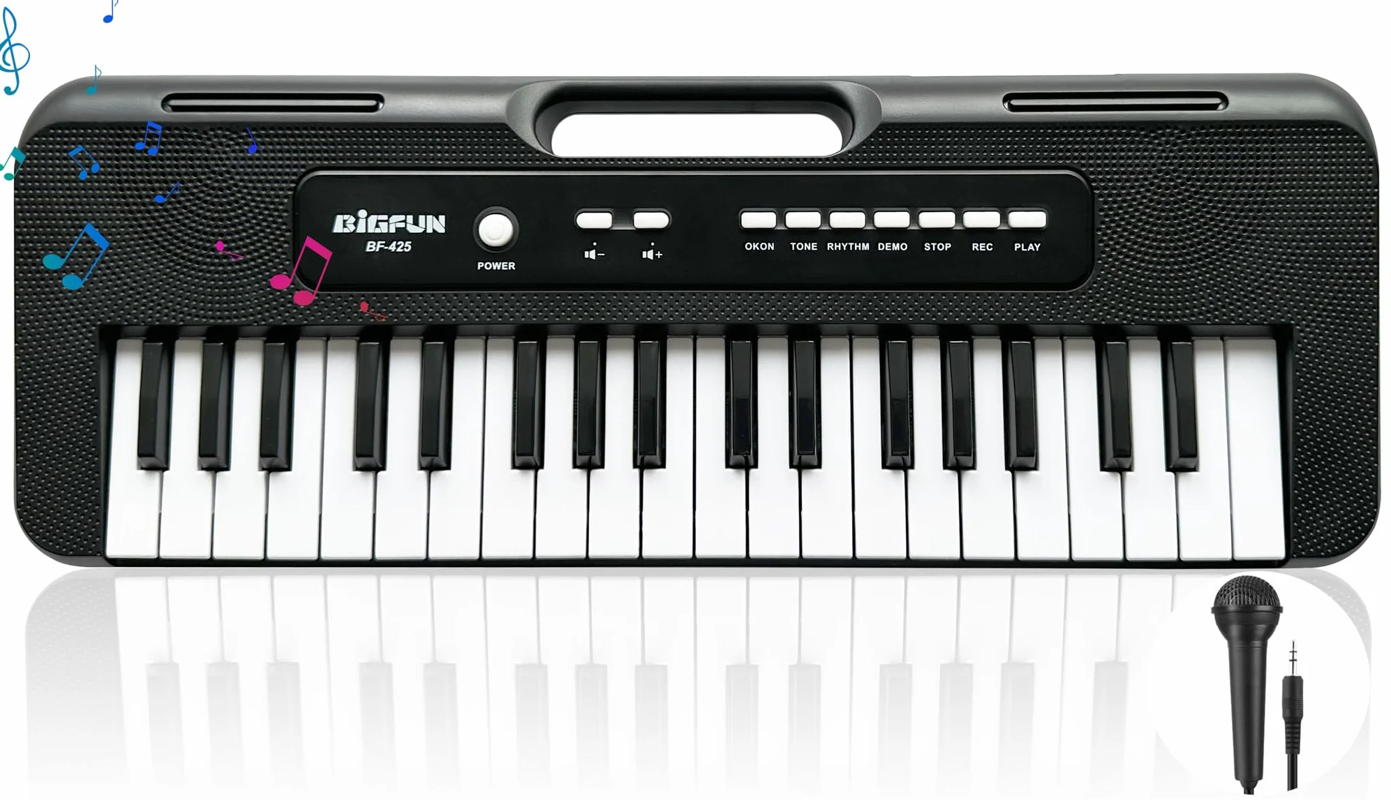 Tastiera per Pianoforte per Bambini,37 Tasti Pianoforte per Bambini con Microfono Portatile Apprendimento Educativo Natale Regalo di compleanno Giocattoli per 3 4 5 6 7 8 Anni Ragazze Ragazzi(Nero)