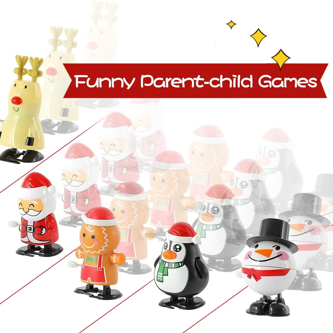 Giocattoli a Carica Manuale Natalizi, 6 Pezzi Personaggi a Molla Riempimento del Calendario dell'avvento Calze Natale Feste Regali, Natalizia Giocattolo per Carica Regalo per Neonati Bambini Adulti
