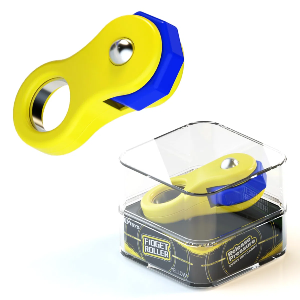 ROXENDA Giocattolo Rotante Fidget Roller, Hand Fidget Spinners Giocattolo Anti-Stress e Anti-Ansia, Perfetto per Bambini, ADD, ADHD, Autismo come Regalo（Giallo）