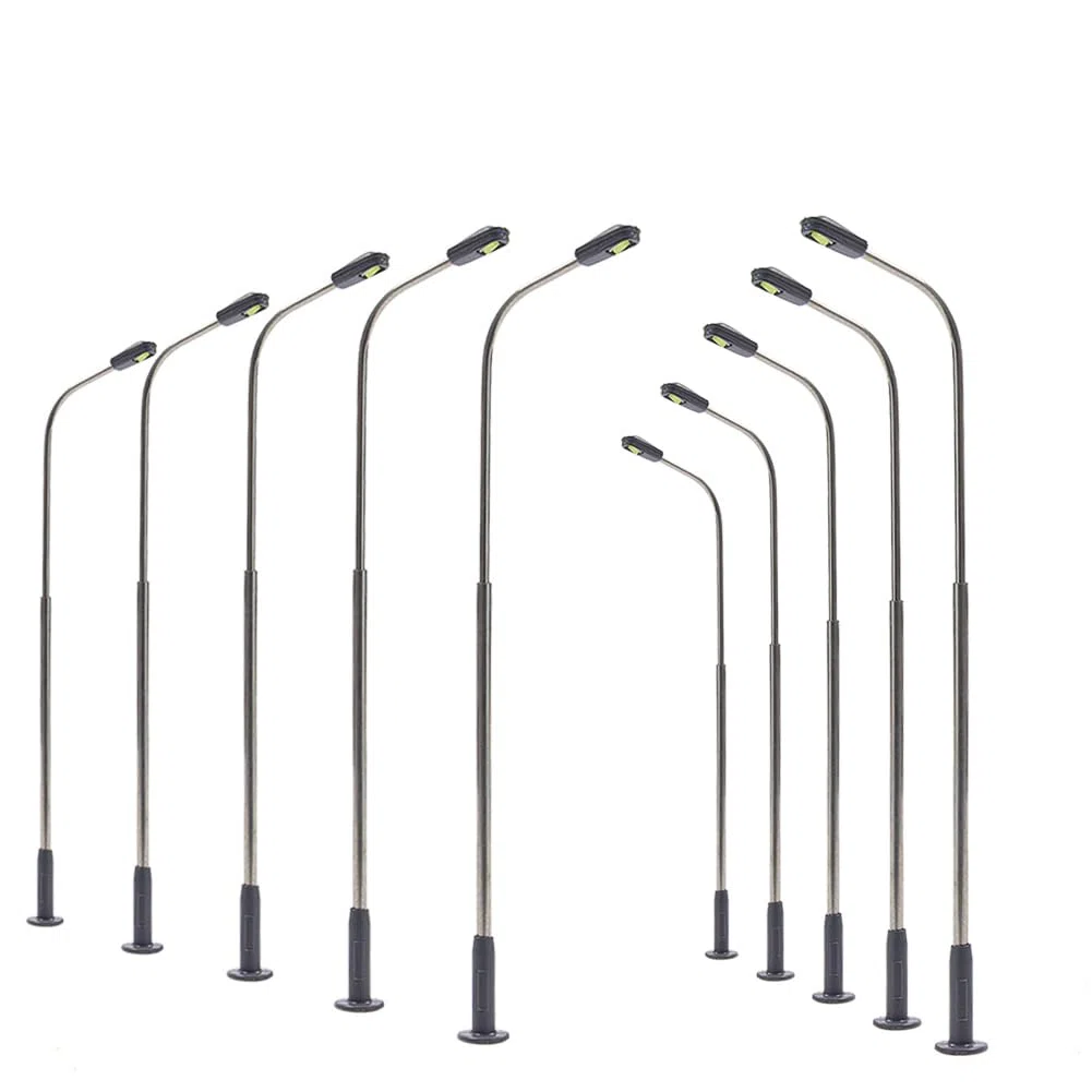 Evemodel 10 pezzi modello lampada pista H0 1:87 Lampade Strade Flessibile Altezza Illuminazione Modello Paesaggio (Bianco Caldo)