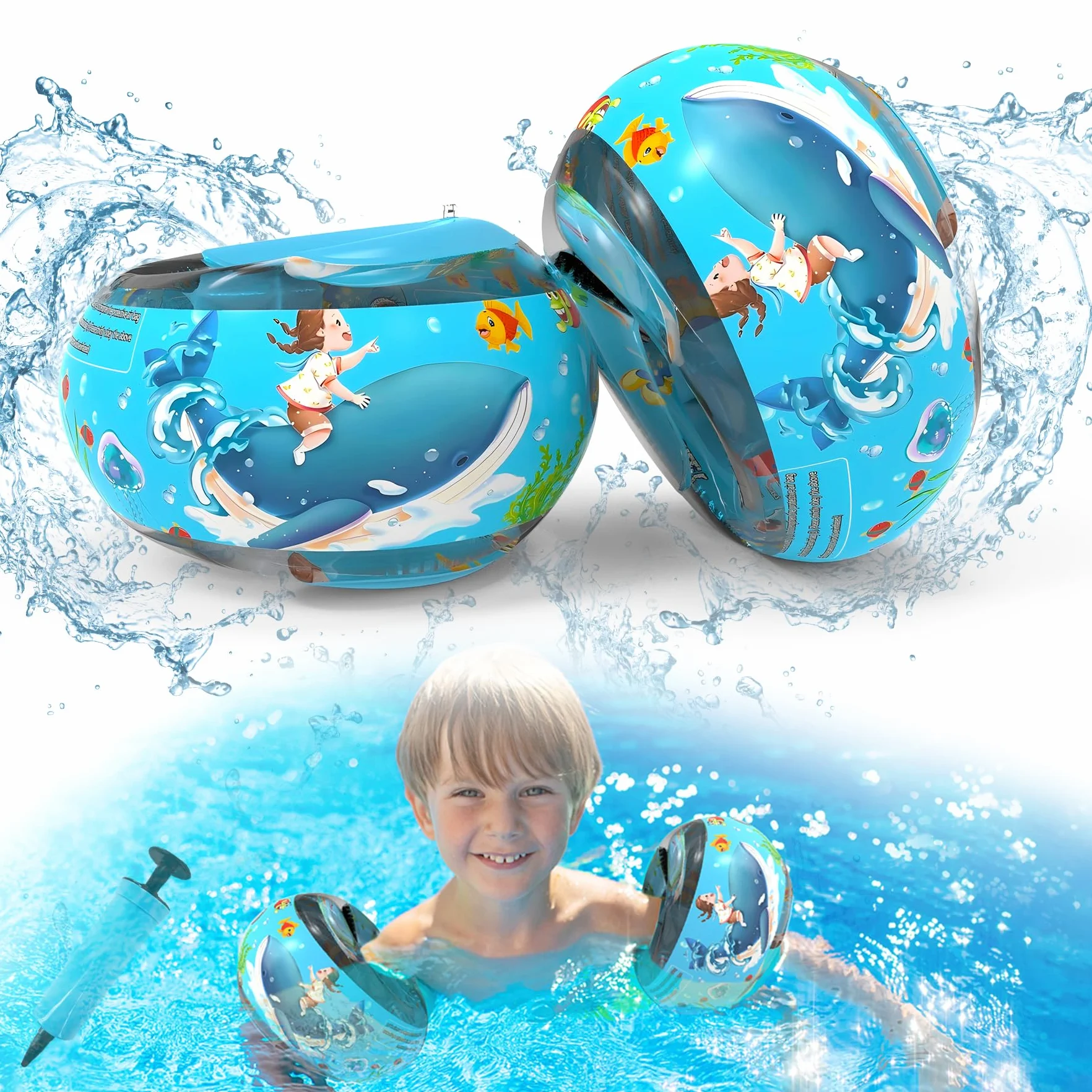Braccioli di Sicurezza Gonfiabili per Nuoto Bambini 1 a 6 Anni - Triplo Airbag per una Maggiore Galleggiabilità, con Nucleo in Schiuma Sicura, per Bambini 6-18 kg, per Piscina, Attività Estive