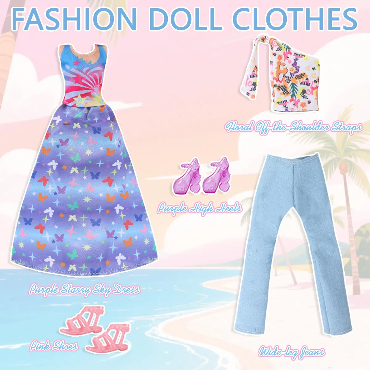 16 vestiti e scarpe per bambole compatibili con Barbie da 29,2 cm, include 1 vestito a sirena, 2 top con cinturino, 2 vestito, 1 pantaloni, 4 set costumi da bagno 5 scarpe, regali per ragazze