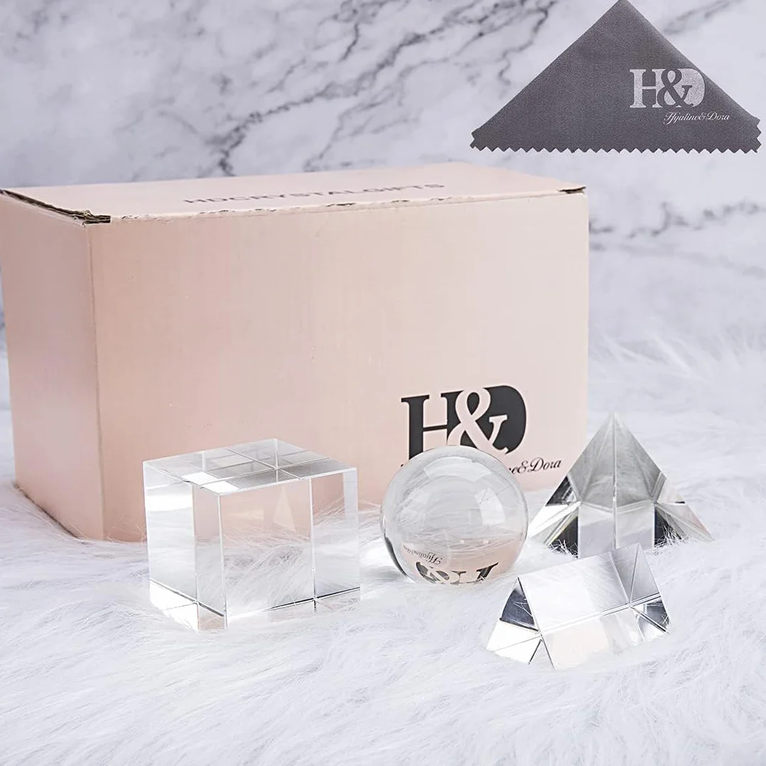 HDCRYSTALGIFTS Set di 4 prismi ottici K9 da 50 mm per fotografia, con panno per la pulizia, per insegnare, giocare, fotografare