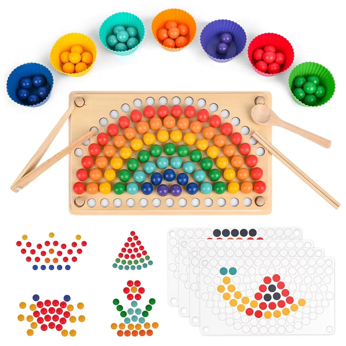 Giocattoli Montessori In Legno,Weinsamkeit Puzzle Di Classificazione Delle Perle Della Clip Del Giocattolo In Legno, Regali Di Compleanno Dell'Educazione Prescolare Dei Bambini Di 3, 4 E 5 Anni