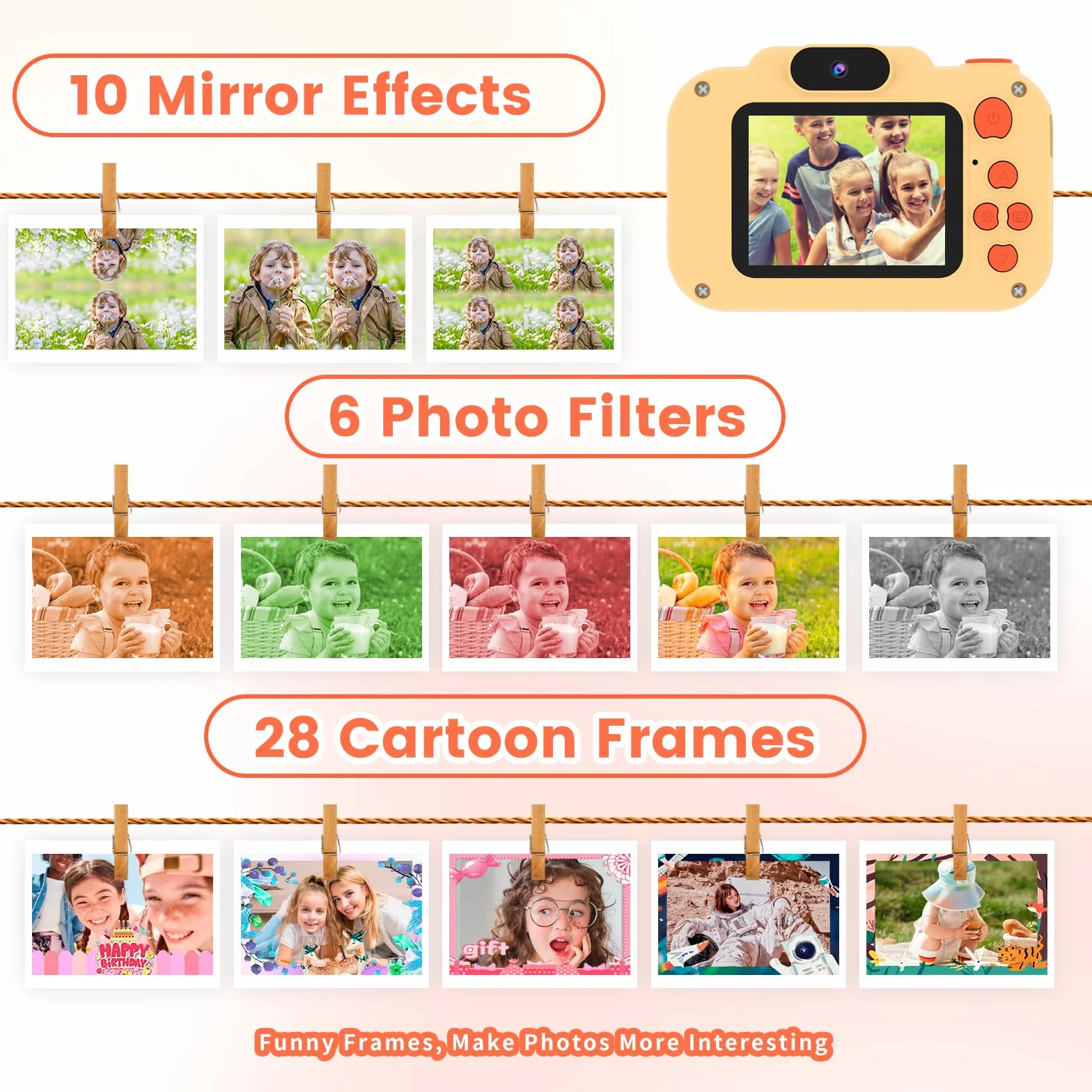 GlobalCrown Macchina Fotografica Bambini,Mini Ricaricabile Fotocamera Digitale Giocattoli per bambini Videocamera Regali per Ragazze Ragazzi da 3-8 Anni,12MP Video HD Schermo (Scheda 32 GB inclusa)