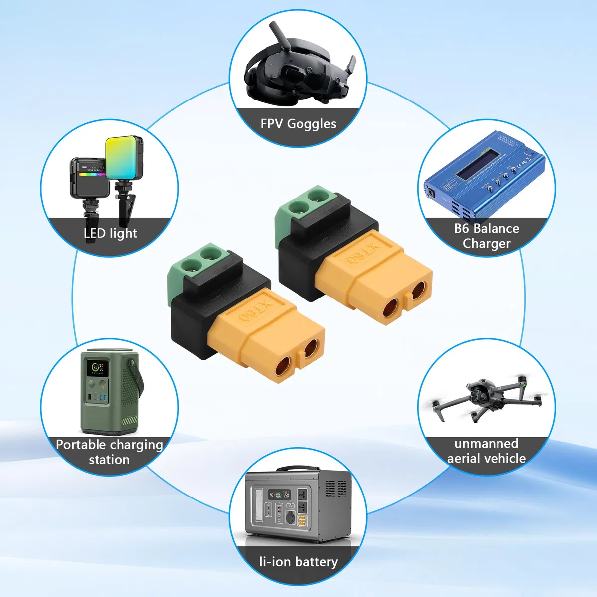 GINTOOYUN 4 pezzi XT60 a 2 pin morsetto a vite senza saldatura adattatore XT60 femmina maschio a 2 pin morsetto a vite saldato spina per caricabatterie bilanciati B6, droni, batterie al litio ecc