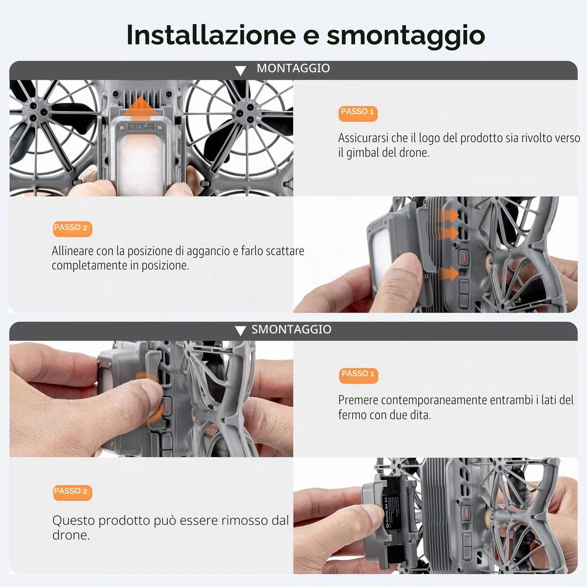 STARTRC Neo 2 - Carrello di atterraggio illuminato, illuminazione notturna/aumento dell'altezza per accessori DJI Neo 2