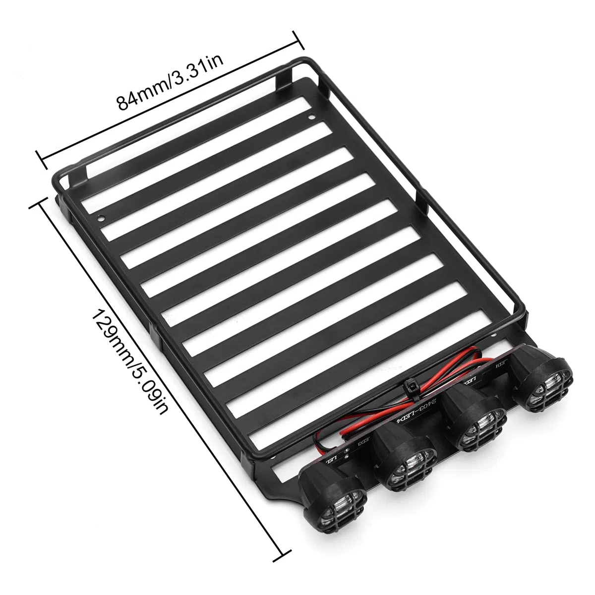 INJORA Portapacchi Auto RC con Portabagagli, Luci LED e Scala per Carrozzeria TRX4M Bronco Defender 1/18 RC Crawler Car Upgrade
