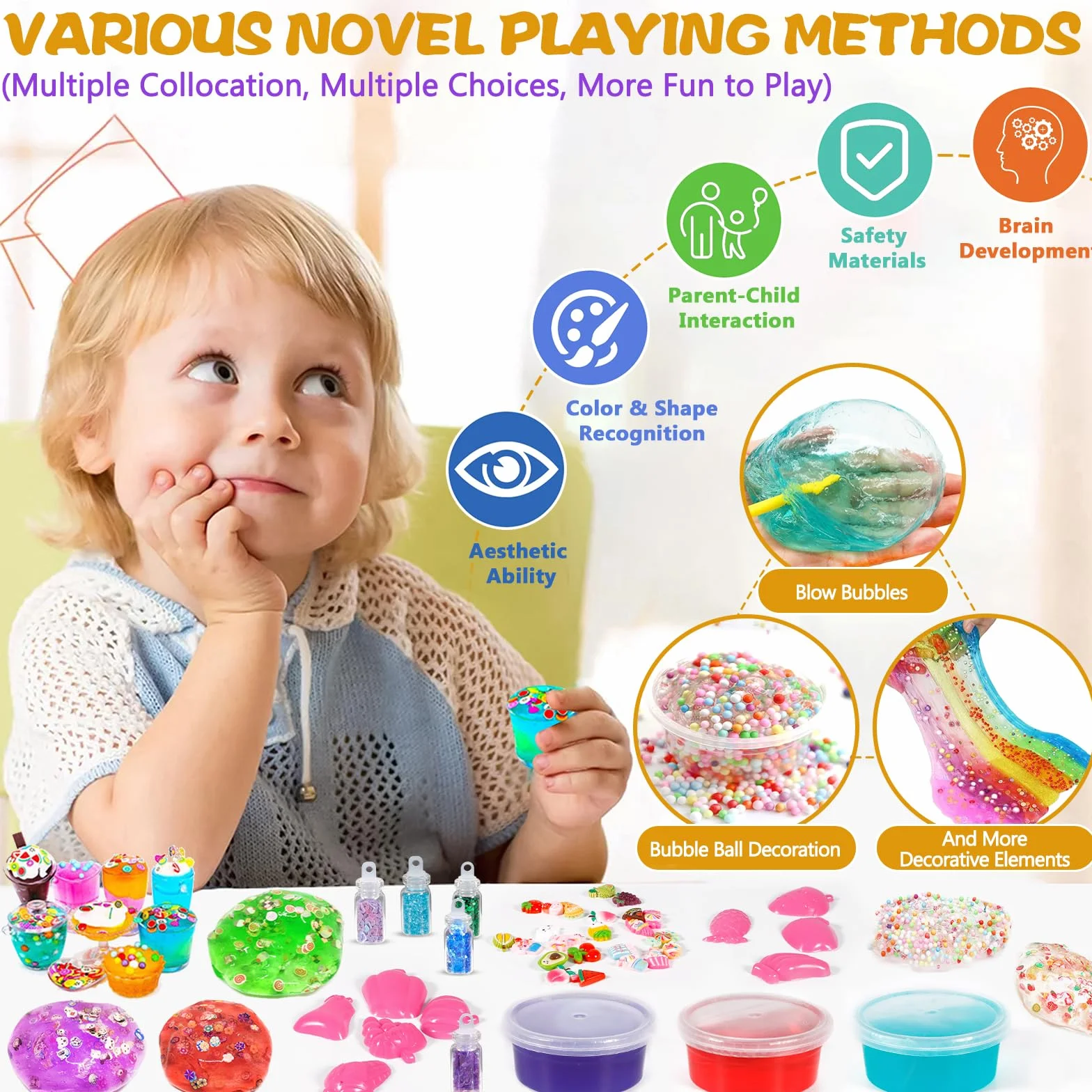 Purpledi p-shuijinni890 - Set di melma fai da te con 24 colori di cristallo e colla glitterata, sottile, per artigianato fai da te e regalo per bambini