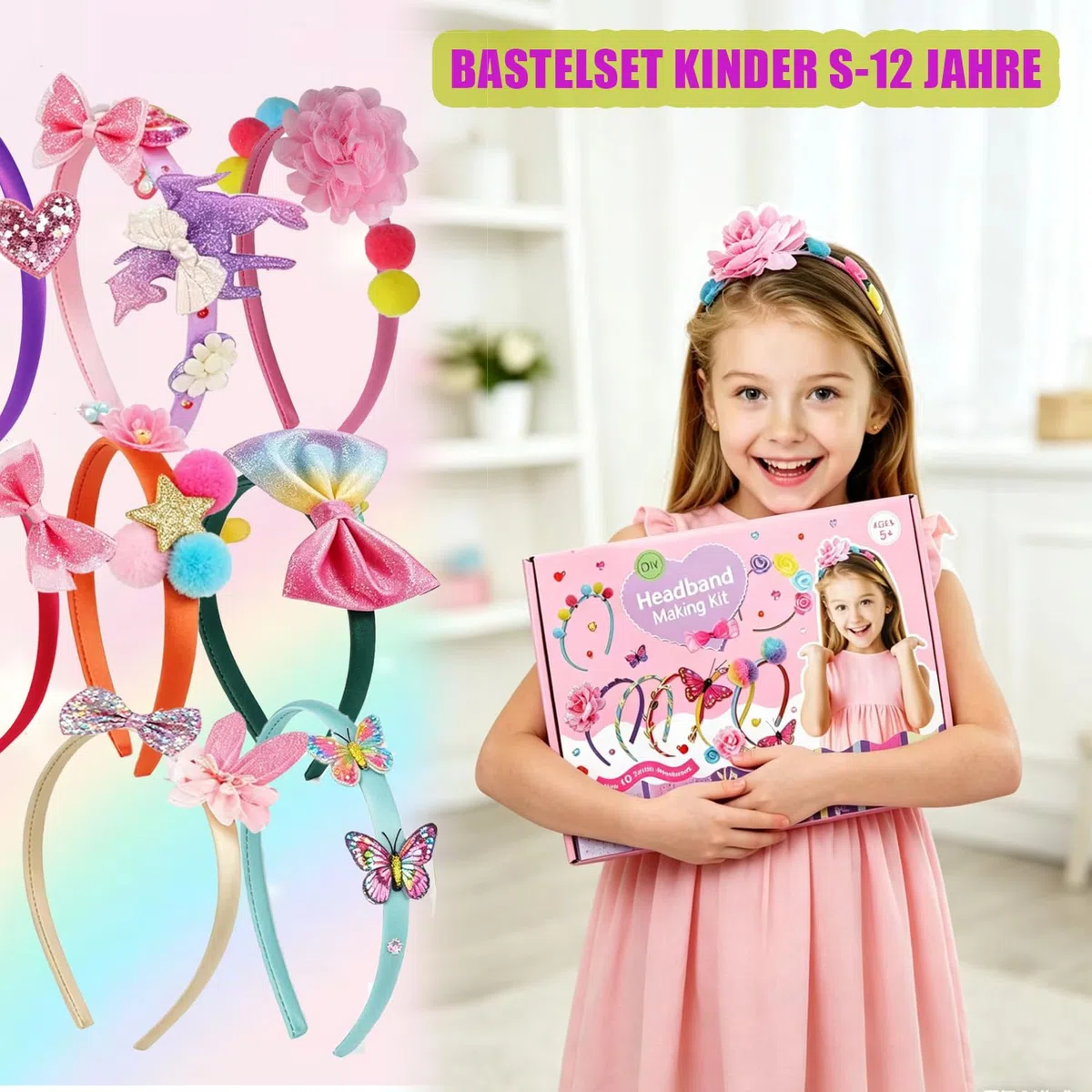 Set di fasce per capelli fai da te per ragazze, fasce per capelli e accessori fai da te | Cerchietto creativo per capelli, per bambini, compleanno, Halloween, Natale, Pasqua
