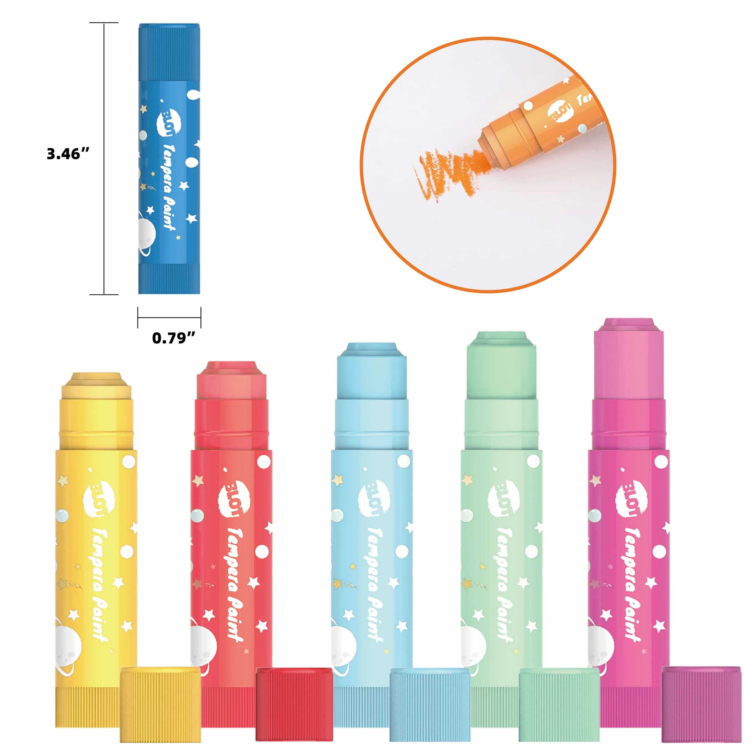 BLOT Tempere Solide Stick 24 Colori Set Tempere Colori Non Tossici Lavabili per Carta Vetro Cartone Vasi Bambini