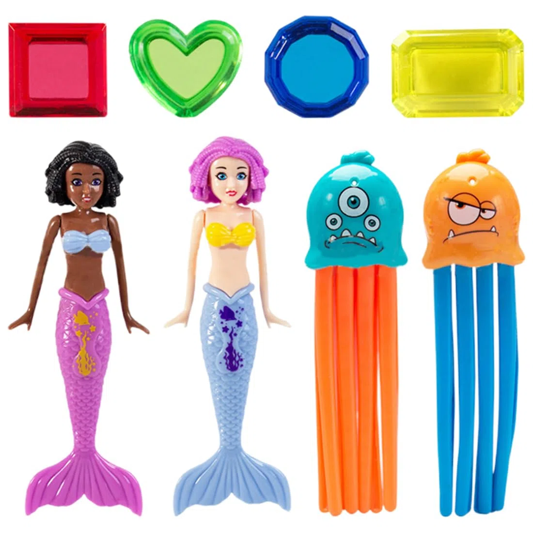 Giochi da immersione sott'acqua,Set di 8 giocattoli subacquei per bambini, sirena da piscina che gioca nell'acqua per trovare gemme, scatola del tesoro