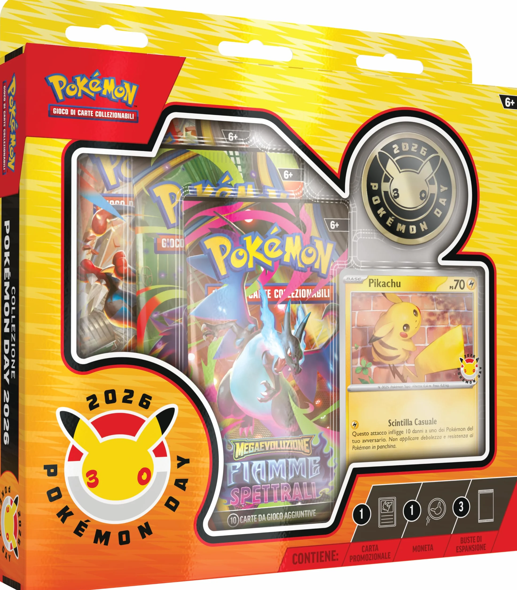 Collezione Pokémon Day 2026 GCC Pokémon Carta Promozionale Olografica Moneta Tre Buste Espansione Italiano