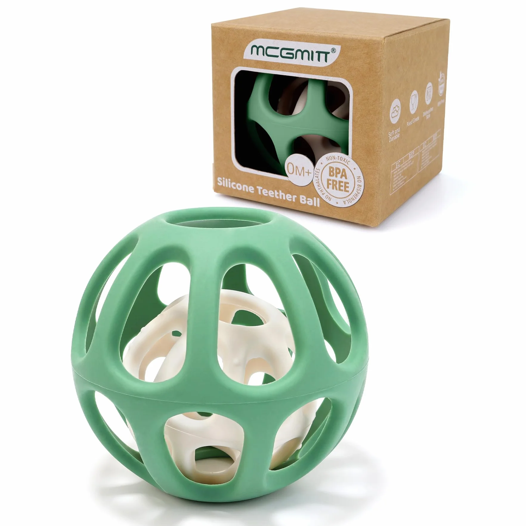 MCGMITT Giochi Dentizione Neonato, Massaggia Gengive Neonati Palla per la Dentizione del Bambini, Sensoriale Massaggiagengive Senza BPA per neonati di età superiore ai 0 3 6 12 mesi Regalo (Verde)