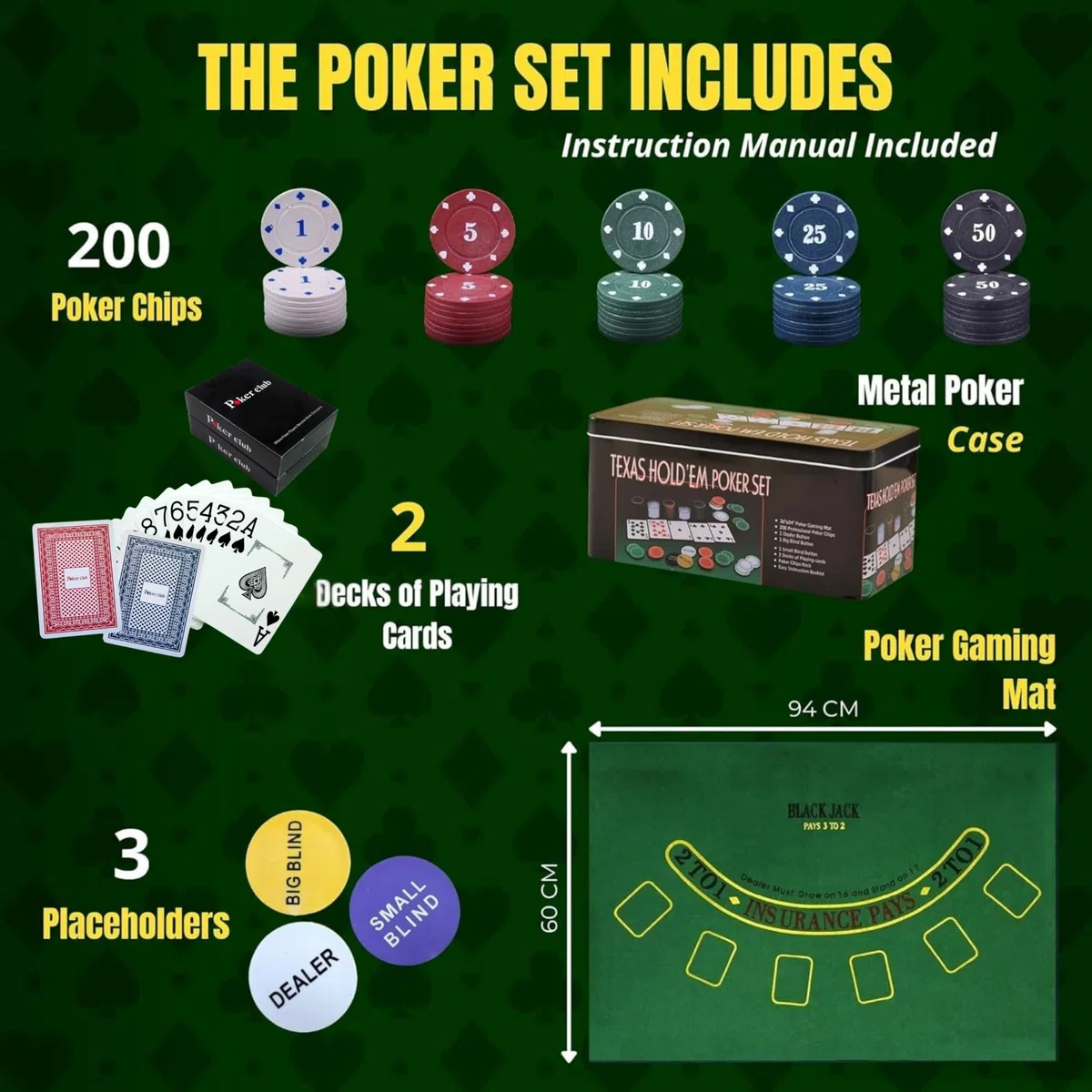 Set da Poker per Gioco di Poker. Mazzo di Carte Resistente e Valigetta Poker. Diventa il Maestro del Caso con questo Set Poker di Lusso. Eleganza in Ogni Carta e Dominio in Ogni Scommessa.
