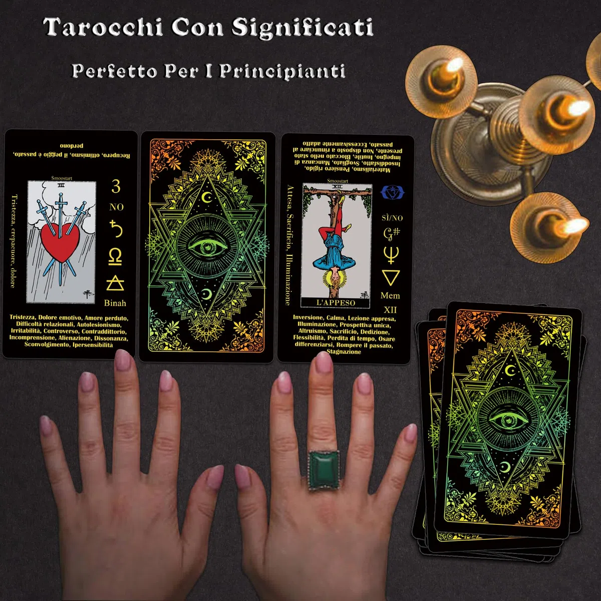 Smoostart Tarocchi Carte Italiano Per Principianti Con Significato, Tarocchi Con Guida Per Principianti, Parole Chiave, Elemento, Pianeta, Zodiaco, Chakra, Sì O No, Tono Musicale, Numerologia