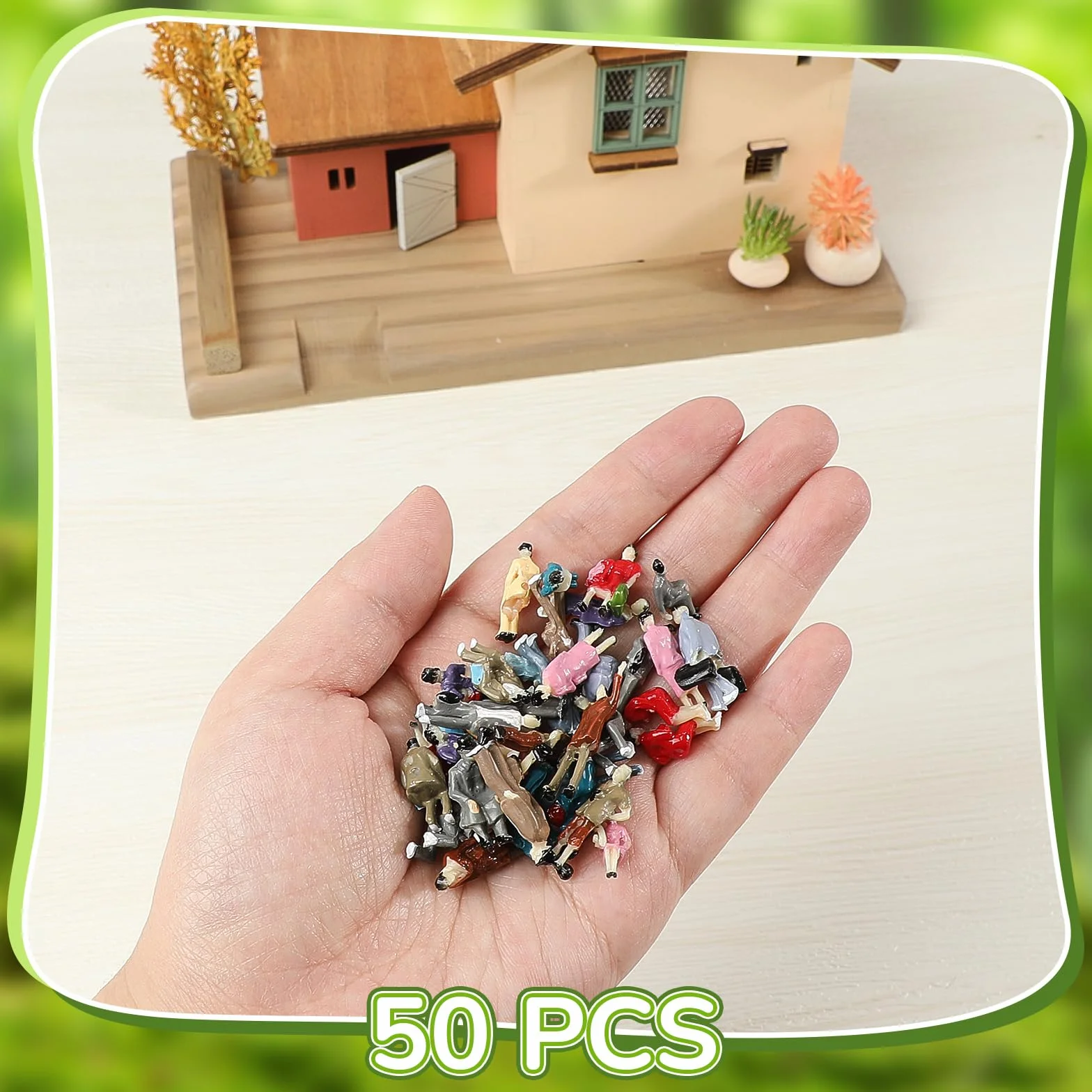 Namalu Scala 1: 87 Ho Set di Figurine di Mini Persone Modello di Minuscole Dipinte Figure di Piccole Persone in Miniatura di Plastica Sedute e in Piedi(50)