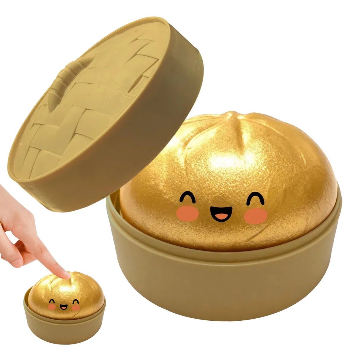 Dumplings Squishy, Gigante Glitter Squishys Ravioli, Divertente Giocattolo Antistress Bao Bun Con Vaporiera, Glitter Dumpling Squishys, Ravioli Spremere Giocattoli, Alleviare l'ansia (C)