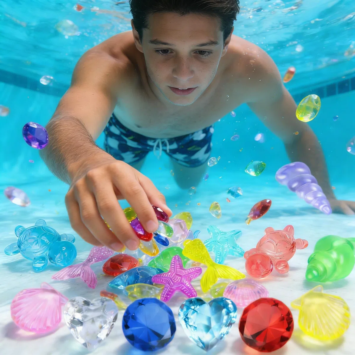 SelfTek Gemme per Immersione Subacquea, 26 Pezzi Piscina Diving Gems, Pietre Preziose, Ideale per Feste Estive, Feste in Piscina