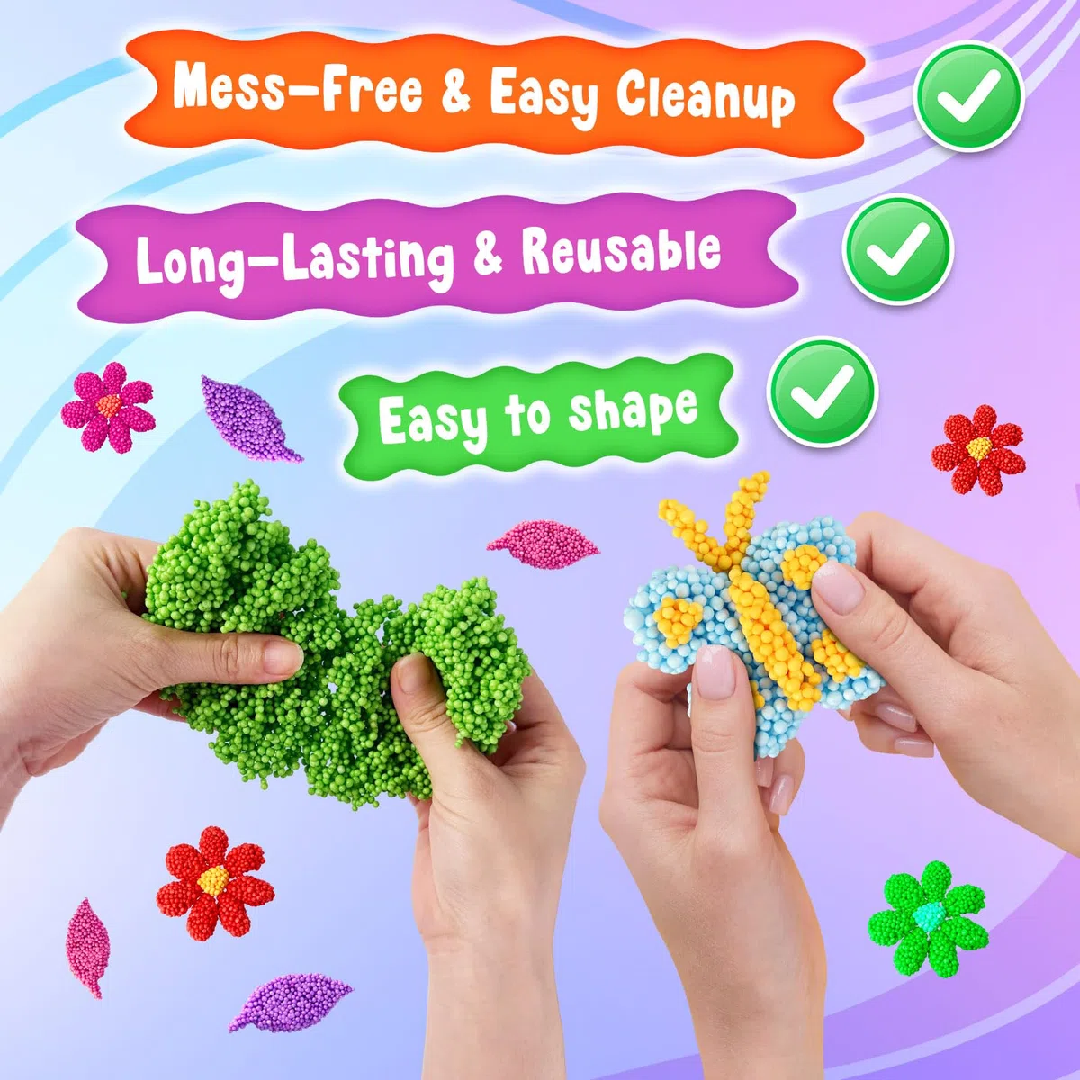 Kit di Gioco con Perline di Schiuma – 30 Confezioni di Perline di Schiuma Modellabile per Bambini, Slime Sensoriale per Bambini e Bimbi Piccoli, Attività Creative Educative per Classe Prescolare