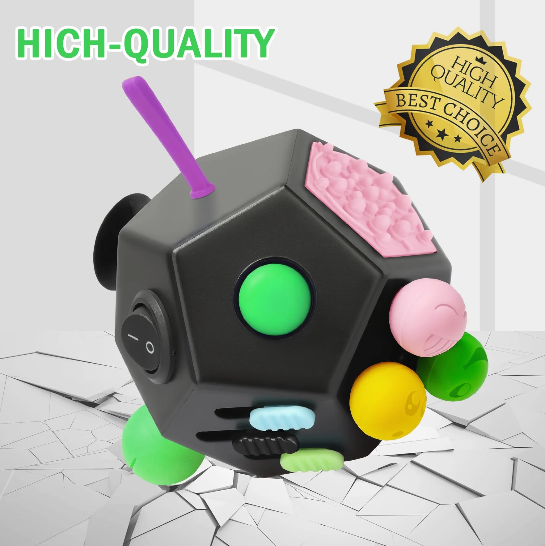 VCOSTORE Fidget Cube con 12 Lati - Originale Cubo Antistress Adulti Fidget Toys Ufficio Gadget Anti Stress Cube Per Tutte le Età Con ADHD, ADD, ASD, ADHD