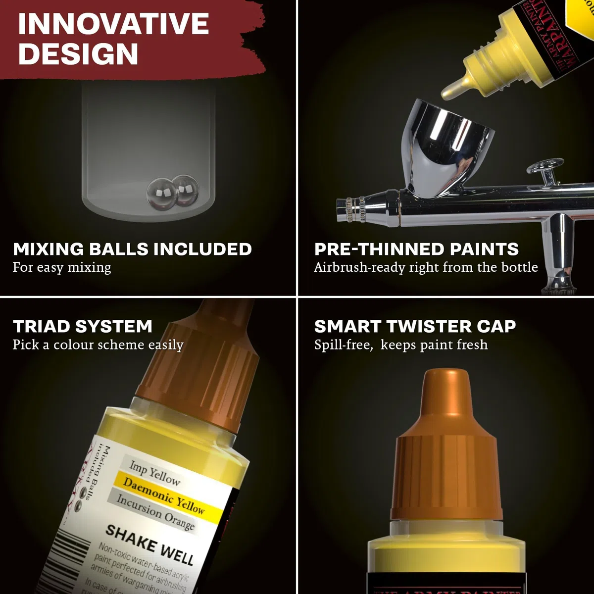 The Army Painter, Air Triads Neutral Brown – Vernice pronta per aerografo Neutral Brown con 6 x 18 ml di vernici acriliche pre-diluite – Vernici per aerografo per miniature di D&D e Warhammer