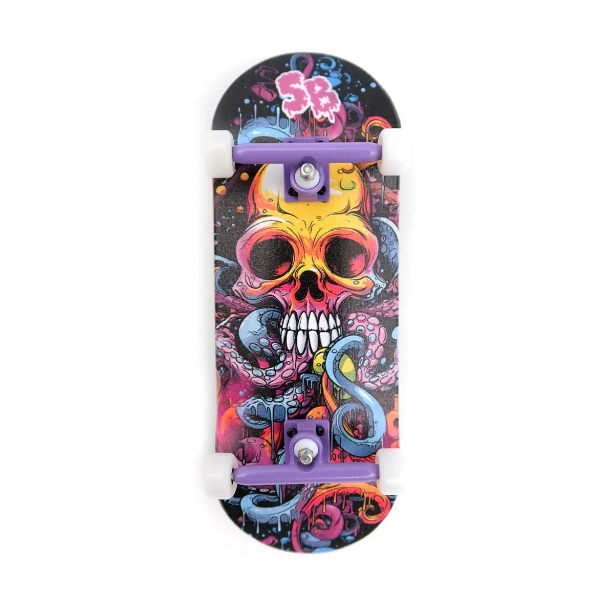 SPITBOARDS Set completo per fingerboard in legno, da 34 mm, set completo per assemblaggio, legno a 5 strati, per Trucks con scanalature di blocco, ruote CNC Bearing Wheels, Real Wear Graphics, Laser
