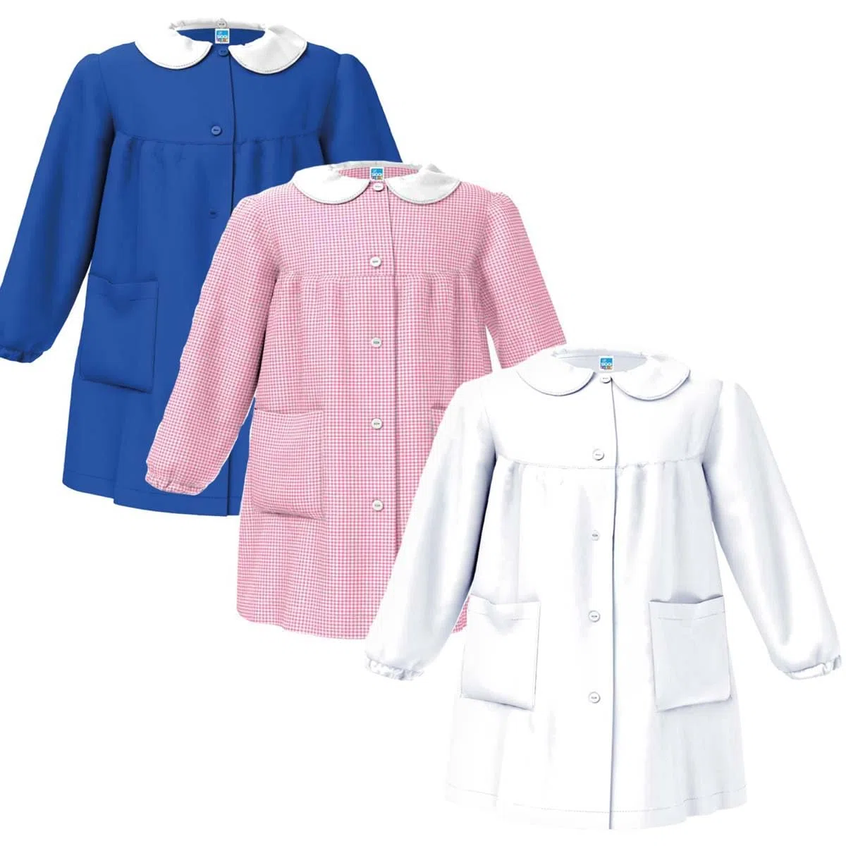 Siggi Grembiule Asilo e Elementare, Bambina e Ragazza Con chiusura Bottoni o Zip. Bianco, Blu o Quadretto Rosa 1969/BLU_ZIP_1PZ_4016_105 14