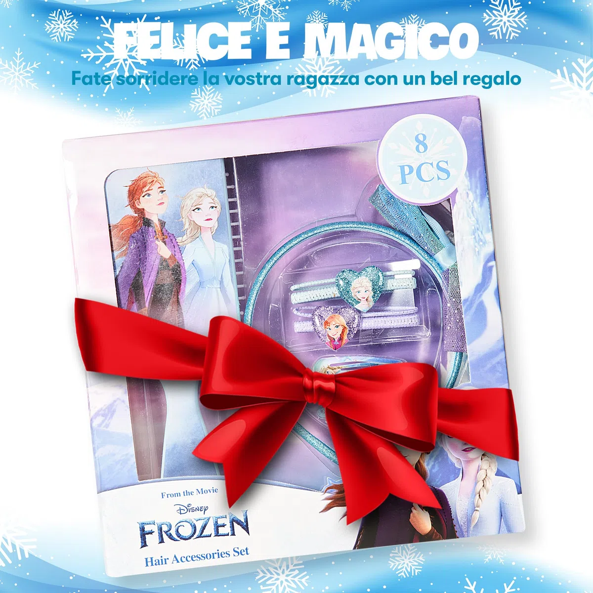Frozen - Elsa e Anna - Kit Set Accessori per Capelli - Spazzola,Cerchietto, Mollette - Costume da Principessa - Idee Regali Regalo per Bambina e Ragazza