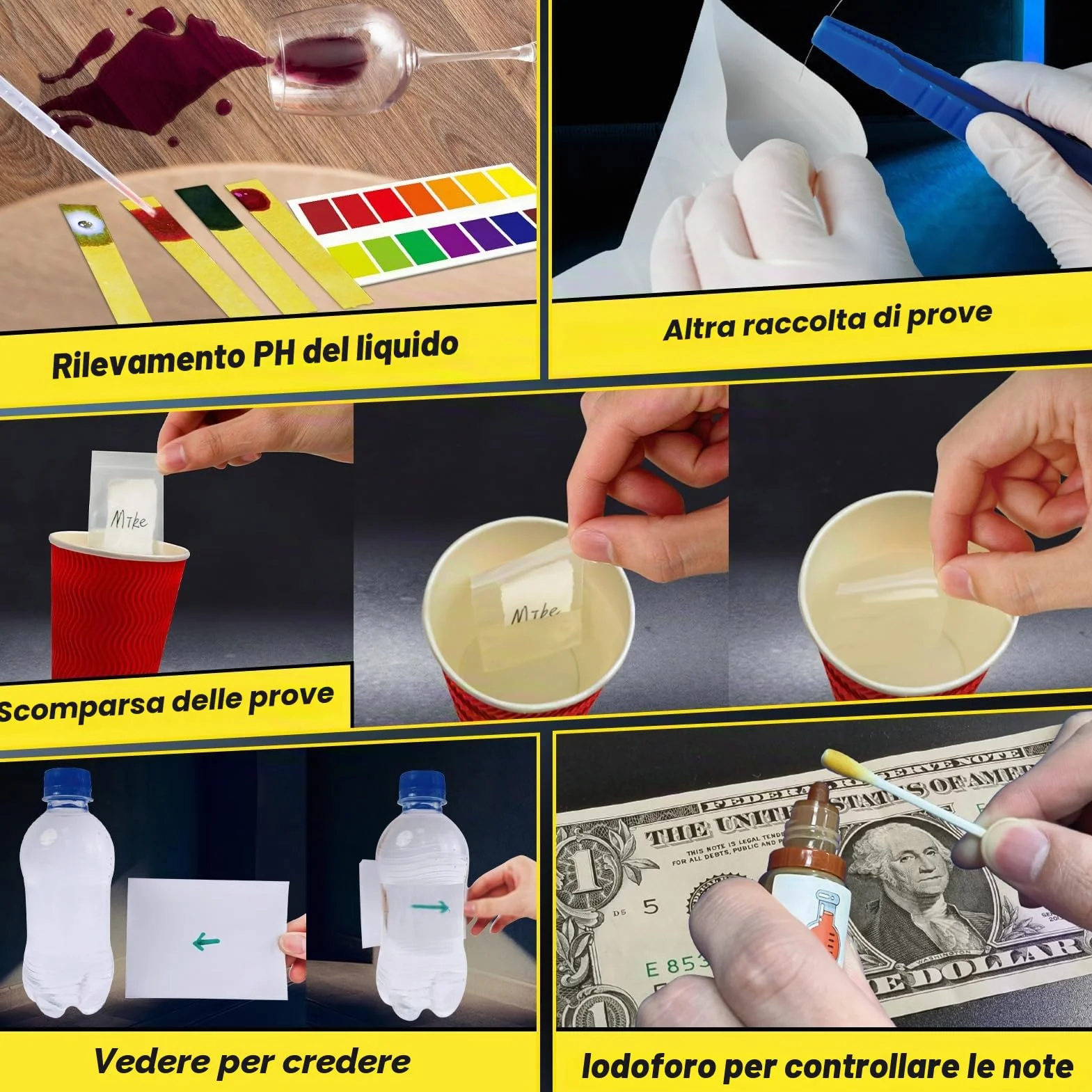 UNGLINGA Set di giocattoli da detective, esperimenti e impronte digitali, gioco di ruolo, occhiali da spionaggio, regalo di compleanno