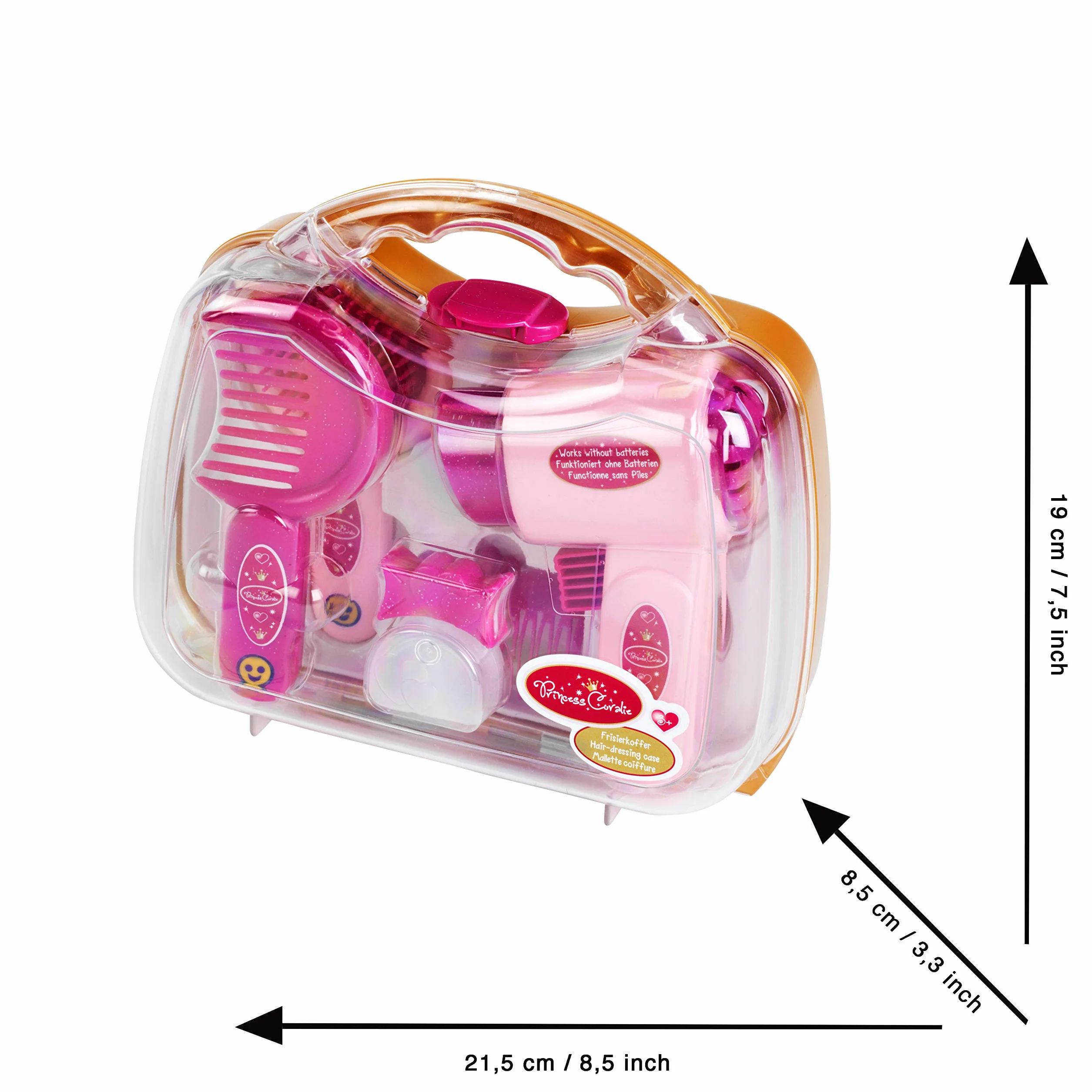 Theo Klein 5273 Valigetta da parrucchiera, con asciugacapelli, Accessori Completi per Le Acconciature, Specchio, Spazzola, 21,5 cm x 8,5 cm x 19 cm, Giocattoli per Bambini dai 3 Anni in su