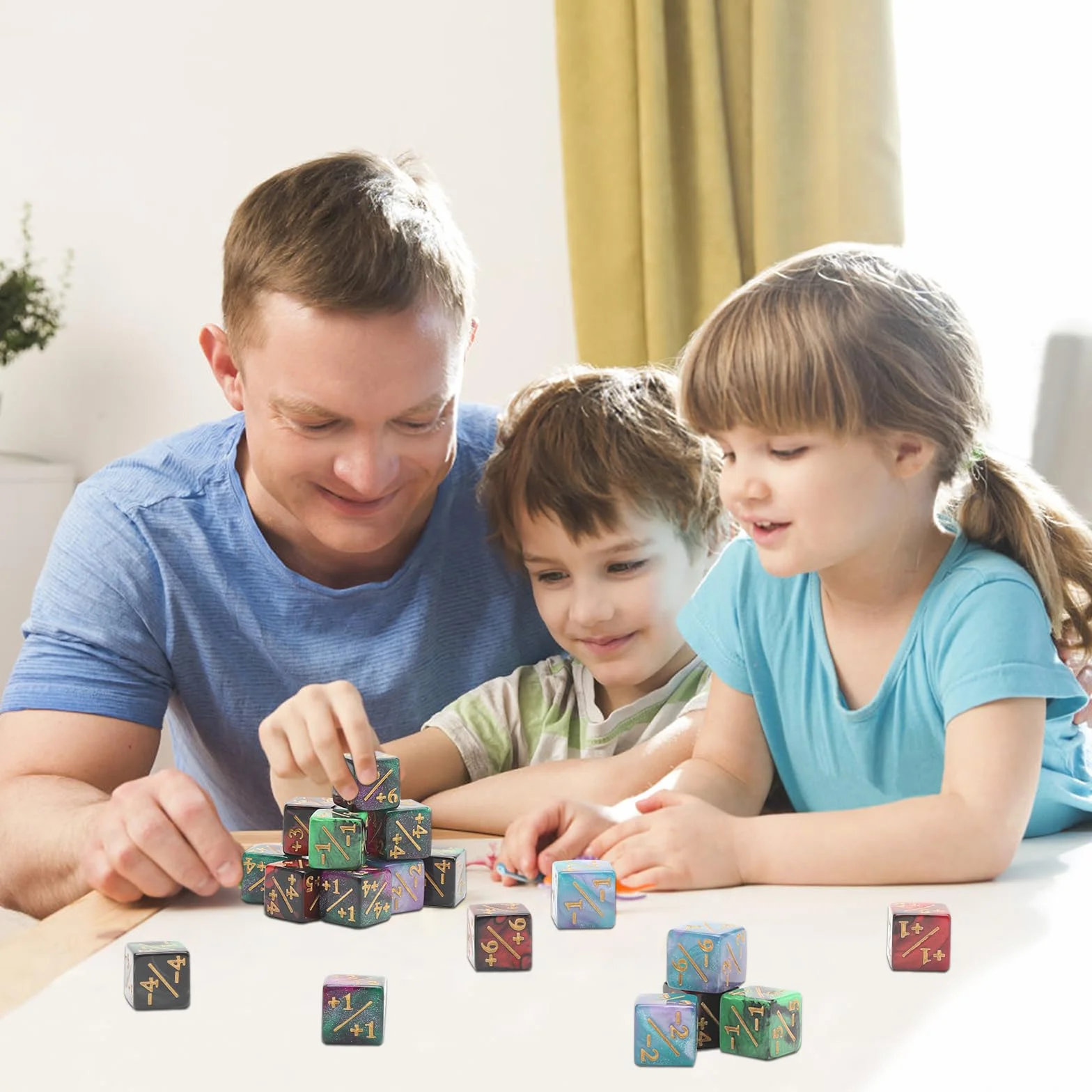 DAWRIS 48 pezzi contatori dade, token dade fedeltà compatibili con MTG, CCG, accessori per gioco di carte con sacchetti di immagazzinaggio