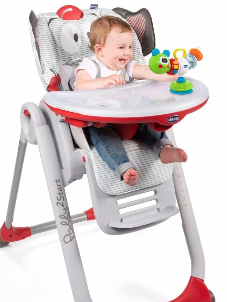 Chicco - Gioco Seggiolone Bruchino Ballerino, Gioco Elettronico con Ventosa per Seggiolone, con Suoni, Melodie e Attività Manuali, Batterie Incluse, Multicolore, 6-36 Mesi