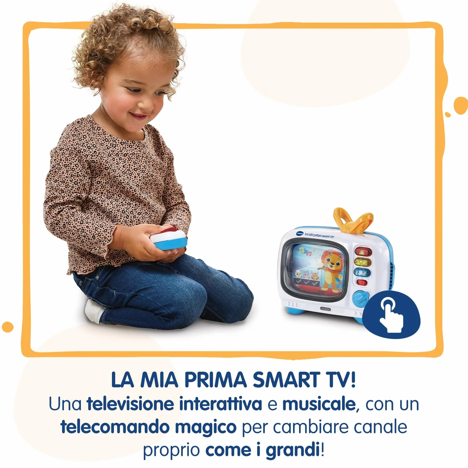 VTech La Mia Prima Smart TV, Televisione Interattiva per Bambini, Telecomando Interattivo Incluso, 10 Canali, 5 Canali Bilingue Italiano e Inglese, Spegnimento Automatico, Batterie Incluse, 12-36 Mesi