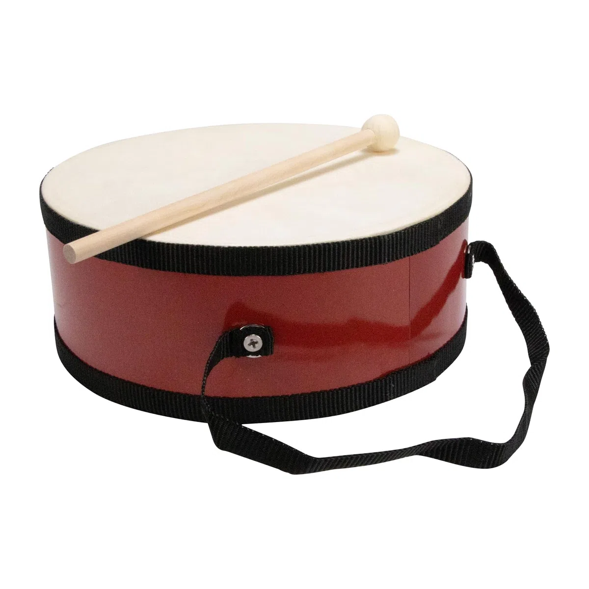 Tamburo per bambini, strumento musicale in legno con tracolla e stick D: 20 cm - 3847