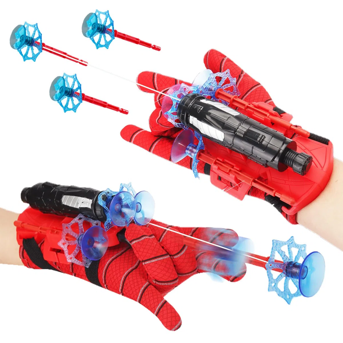 DAIREN Set di 2 Spider Glove Launcher,Spider Launcher,Spider Glove,Spara Ragnatele Giochi per Bambini,Giocattoli educativi in Bambini Cosplay(Rossa)