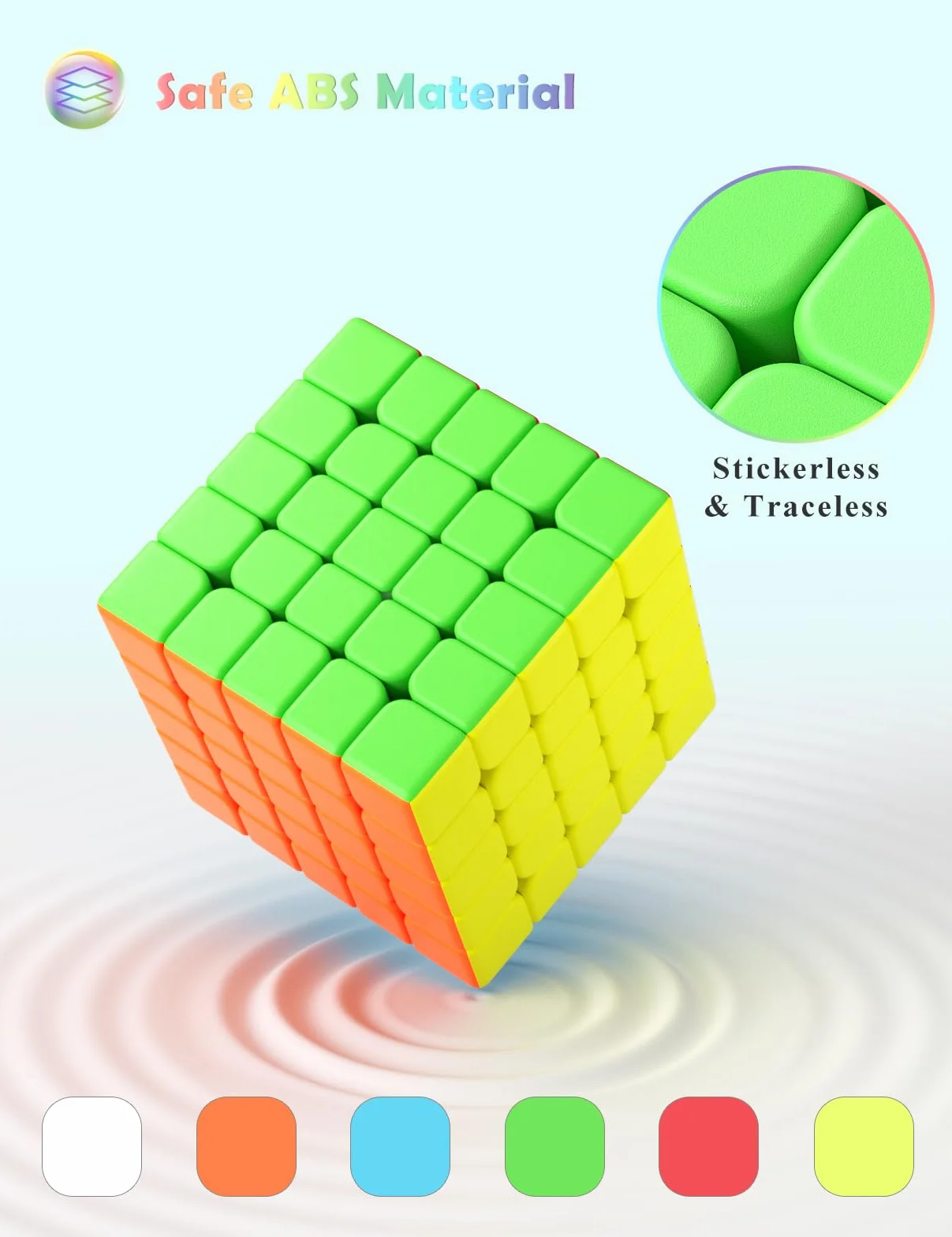 ROXENDA Speed Cube, Stickerless Cube - Solido Durevole & Tornitura Regolare, Il Miglior Cubo Magico di Puzzle 3D - Gira più Velocemente Dell'originale(5x5x5)