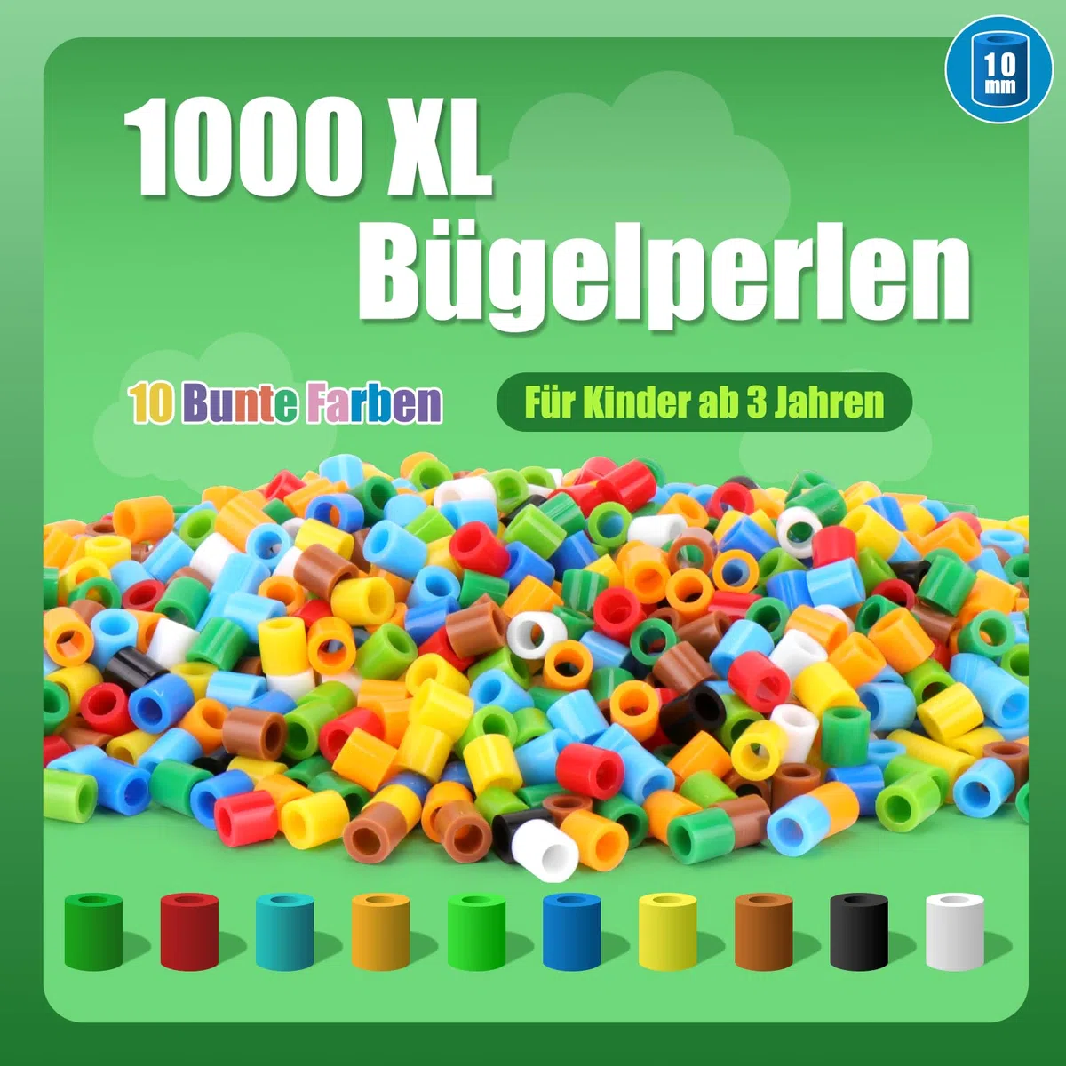 Homgaty Perline da Stirare 10 mm, Oltre 1000PZ con Piastre e Accessori, Grandi Perle per Bambini, Set Creativo Fai da te con Tanti Modelli, Ideale dai 3 Anni in Su (Dinosauri)