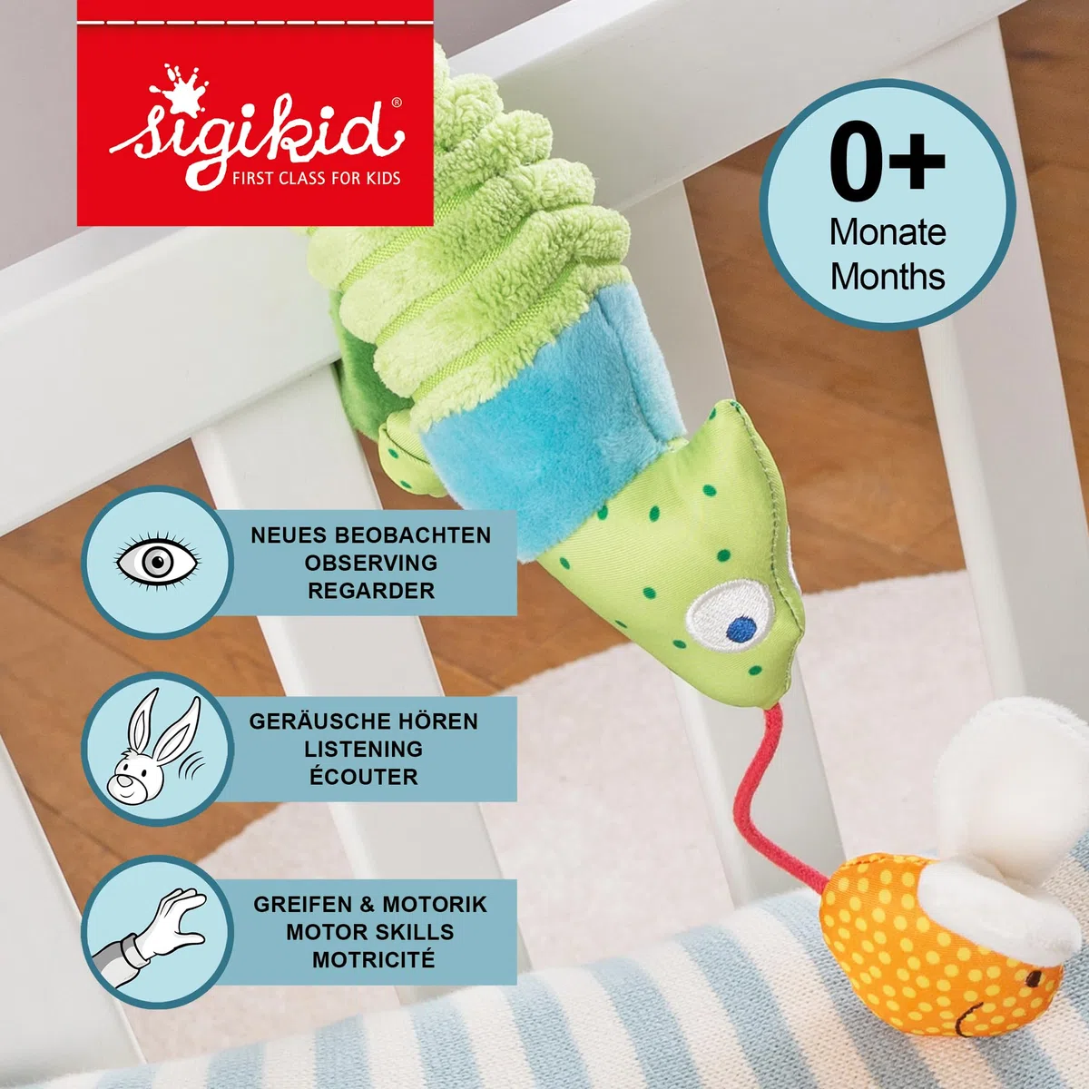 SIGIKID 41056 Ciondolo camaleonte Baby Activity On Tour Ragazze e Ragazzi Baby Toy consigliato dalla nascita, multicolore